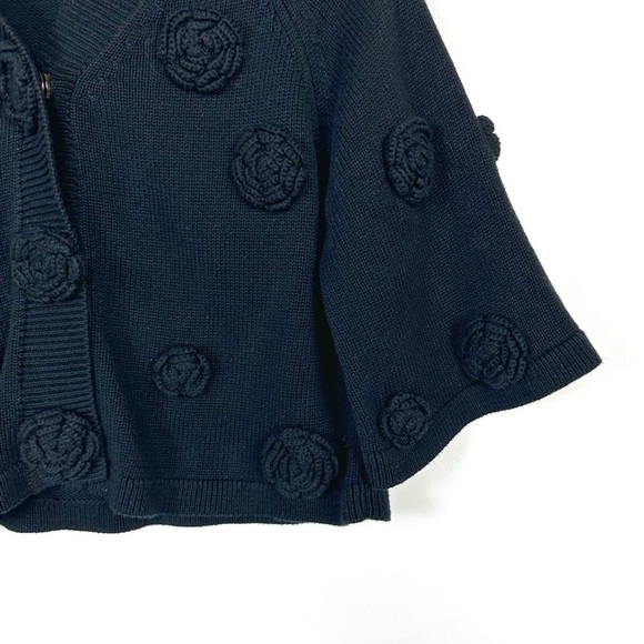 Moschino Floral Knit Cardigan Cotton Black Short Jacket 3/4 Sleeve size 4 US - Picture 6 of 12